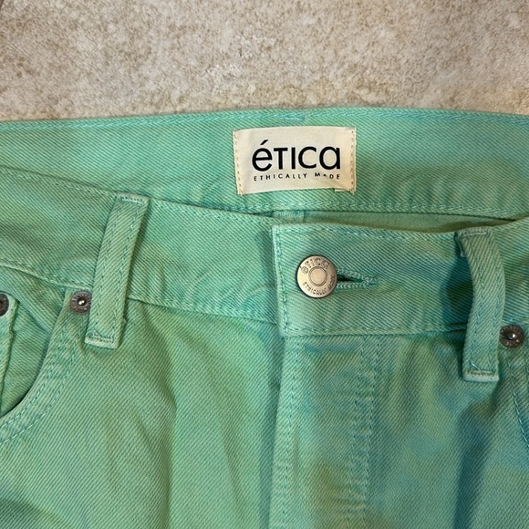 ETICA Amis Relaxed Boot Cut Jeans Dusty Aqua 29 Wide Leg Revolve Green - Picture 4 of 9